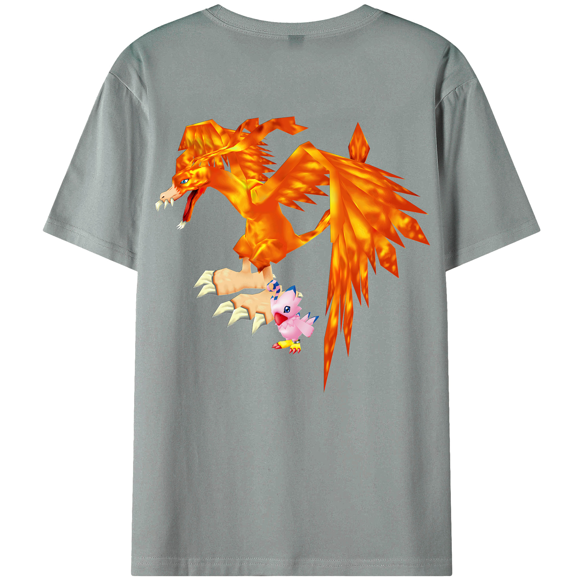 （画像用） Digimon デジタルモンスター/デジモン 綿100％ メンズ半袖Tシャツ（バックプリント） 通気性
